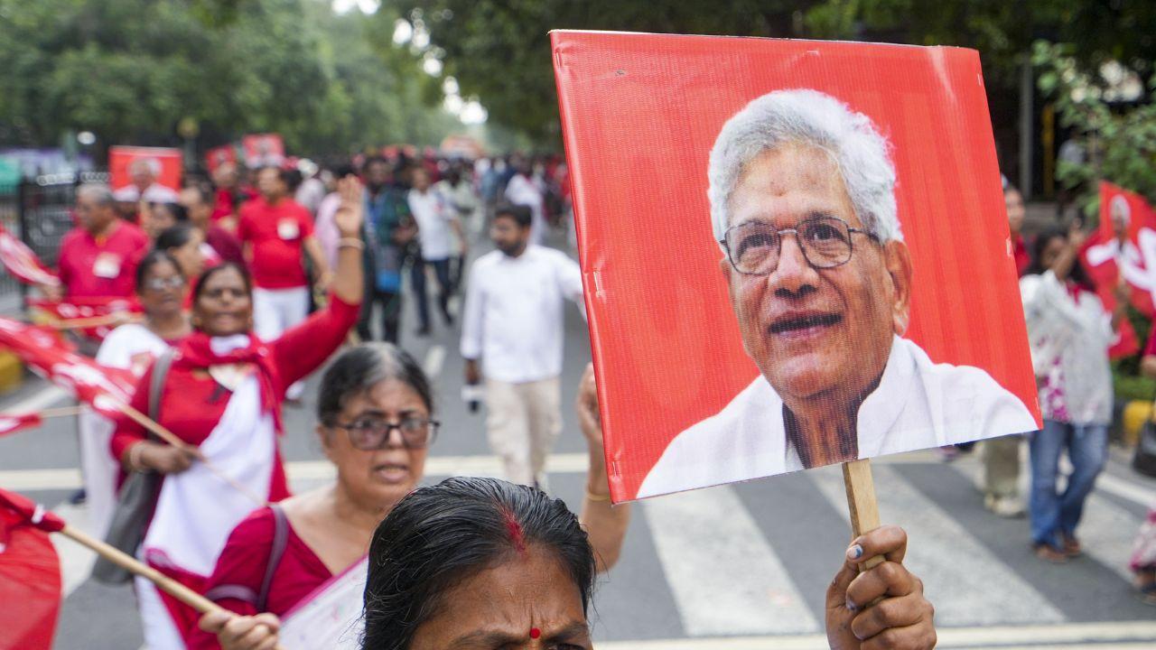 Prominent party leaders such as Prakash Karat, Brinda Karat, Pinarayi Vijayan, and M A Baby paid their respects to Yechury. He was remembered for his contributions to the CPI(M) and his leadership.