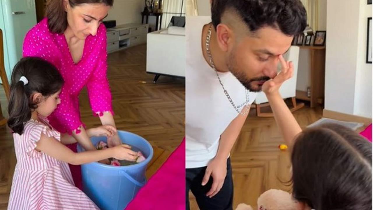 Watch! Soha Ali Khan & Kunal Kemmu bid adieu to Ganpati Bappa