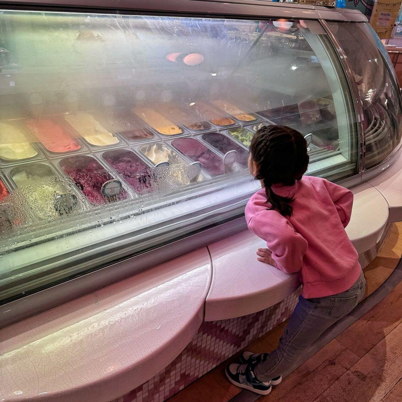 She even glanced through the variety of ice creams that were available at the place where they dined. 
