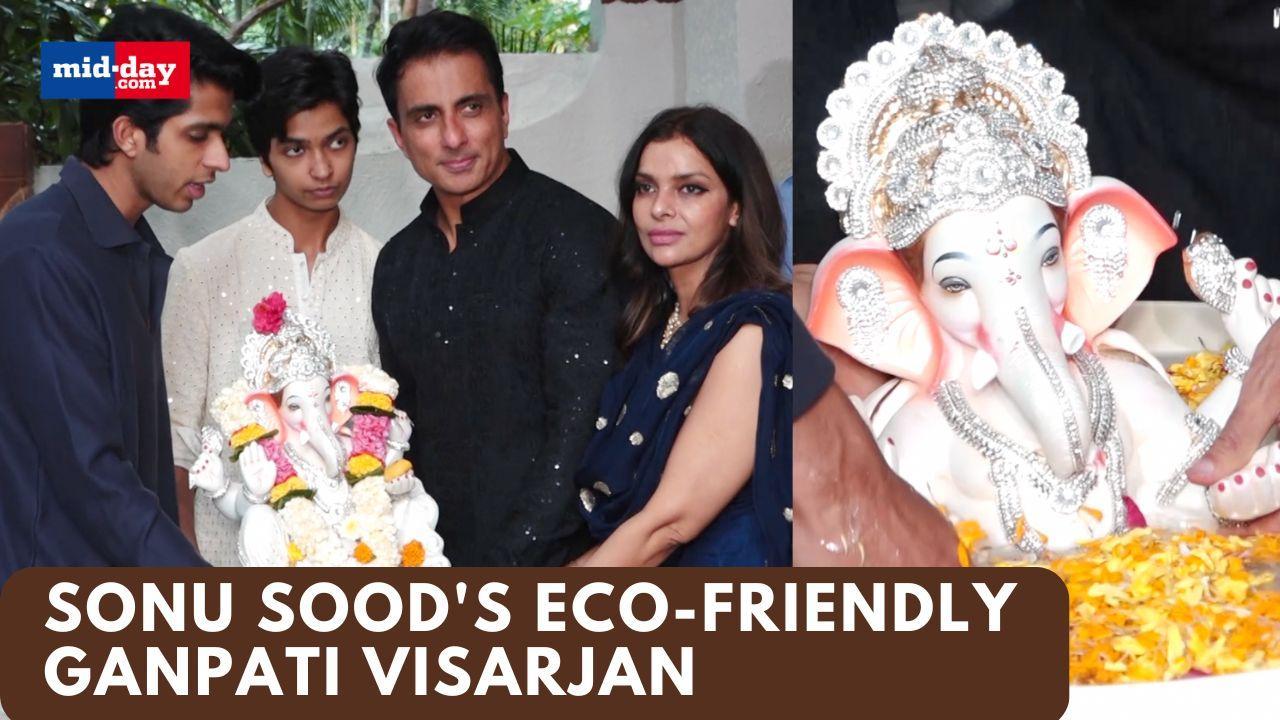 Sonu Sood bids farewell to Ganesha with family | Ganesh Chaturthi 2024