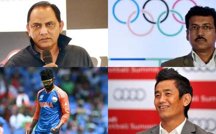 Mohammed Azaharuddin, Bhaichung Bhutia, Ravindra Jadeja, Rajyavardhan Singh Rathore (Pic: File Pic)