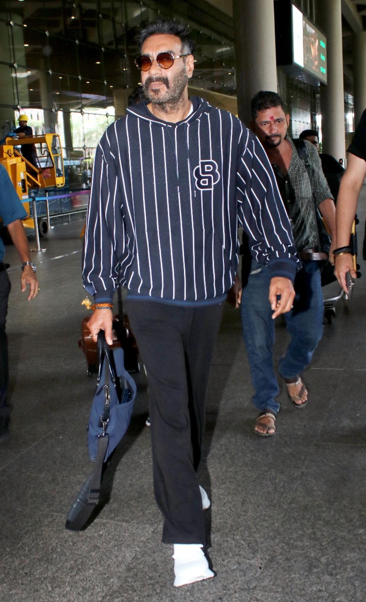 Ajay Devgn, who is busy shooting multiple projects returned to Mumbai after ‘Son of Sardaar 2’ UK schedule. 