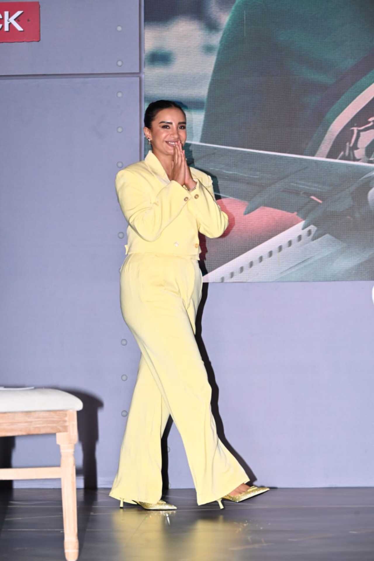 Patralekhaa looked chic in a butter-yellow outfit for the same event. 