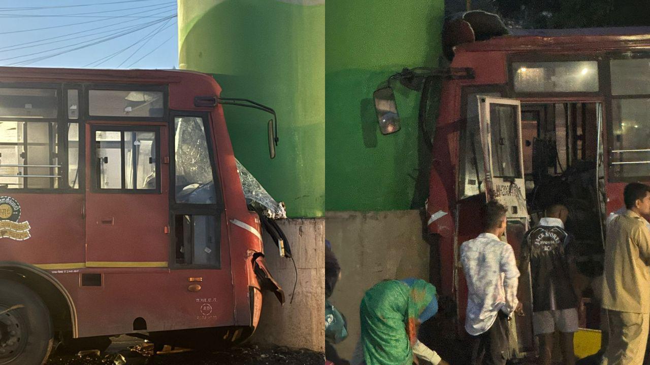 ST bus rams into metro pillar in Thane; 11 passengers injured