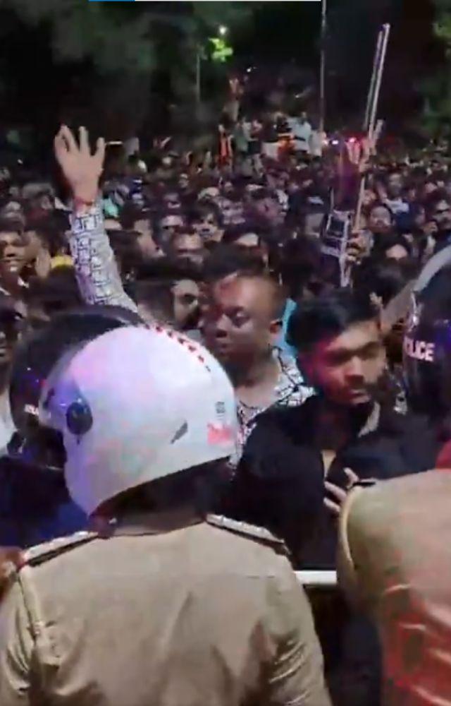 The incident occurred when some persons threw stones at Ganesh pandal prompting detention of minors which in turn sparked protest by mob of around 300  persons.