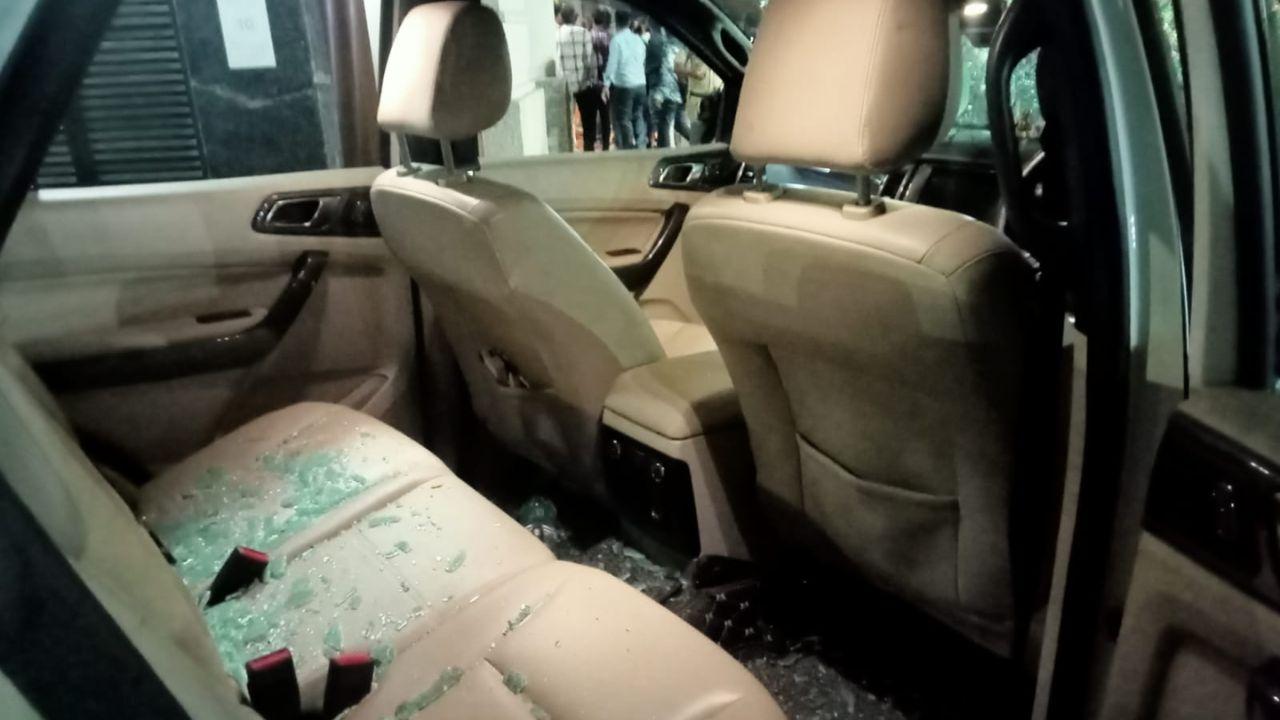 Interior of the SUV was vandalised by the angry mob/ Sourced Photo