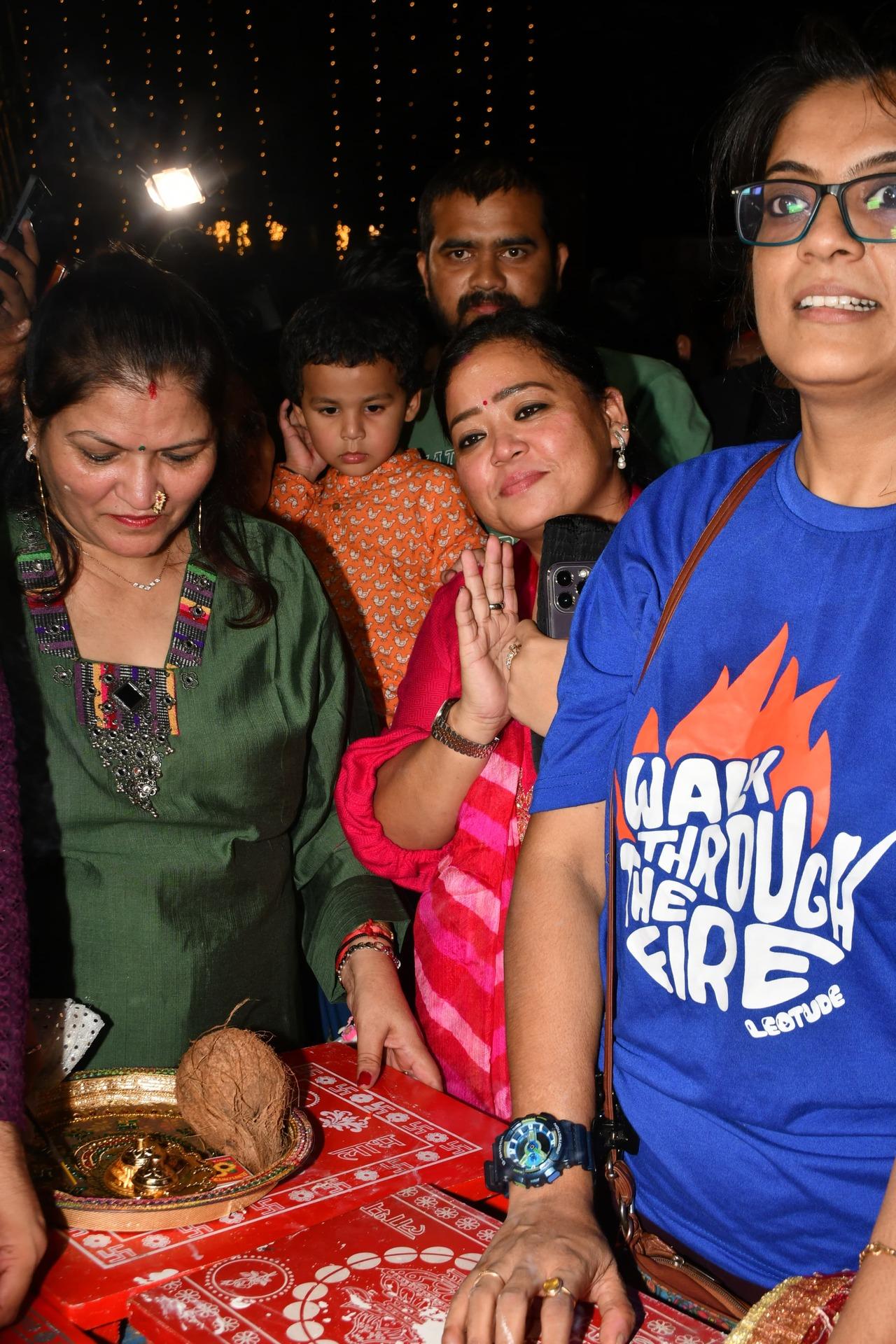 Actor-comedian Bharti Singh was joined by son Laksh popularly known as Golla to bring Lord Ganesha home. 