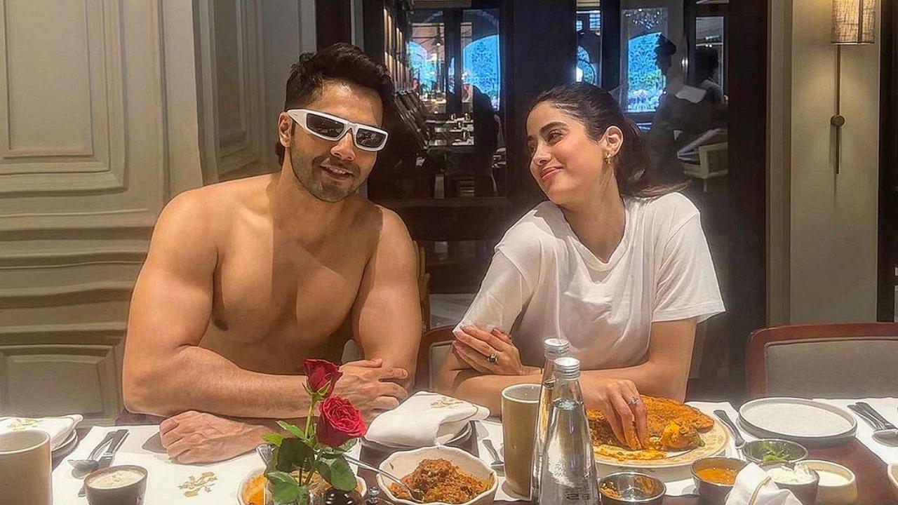 Shirtless Varun Dhawan and Janhvi Kapoor enjoy 'breakfast' on Sunny Sanskari Ki Tulsi Kumari sets