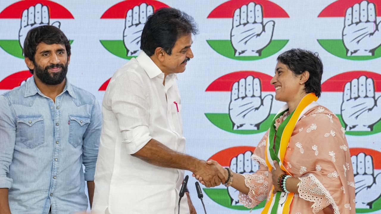 Both the top wrestlers were part of protests by wrestlers over sexual harassment allegations against former BJP MP and then Wrestling Federation of India (WFI) chief Brij Bhushan Sharan Singh last year