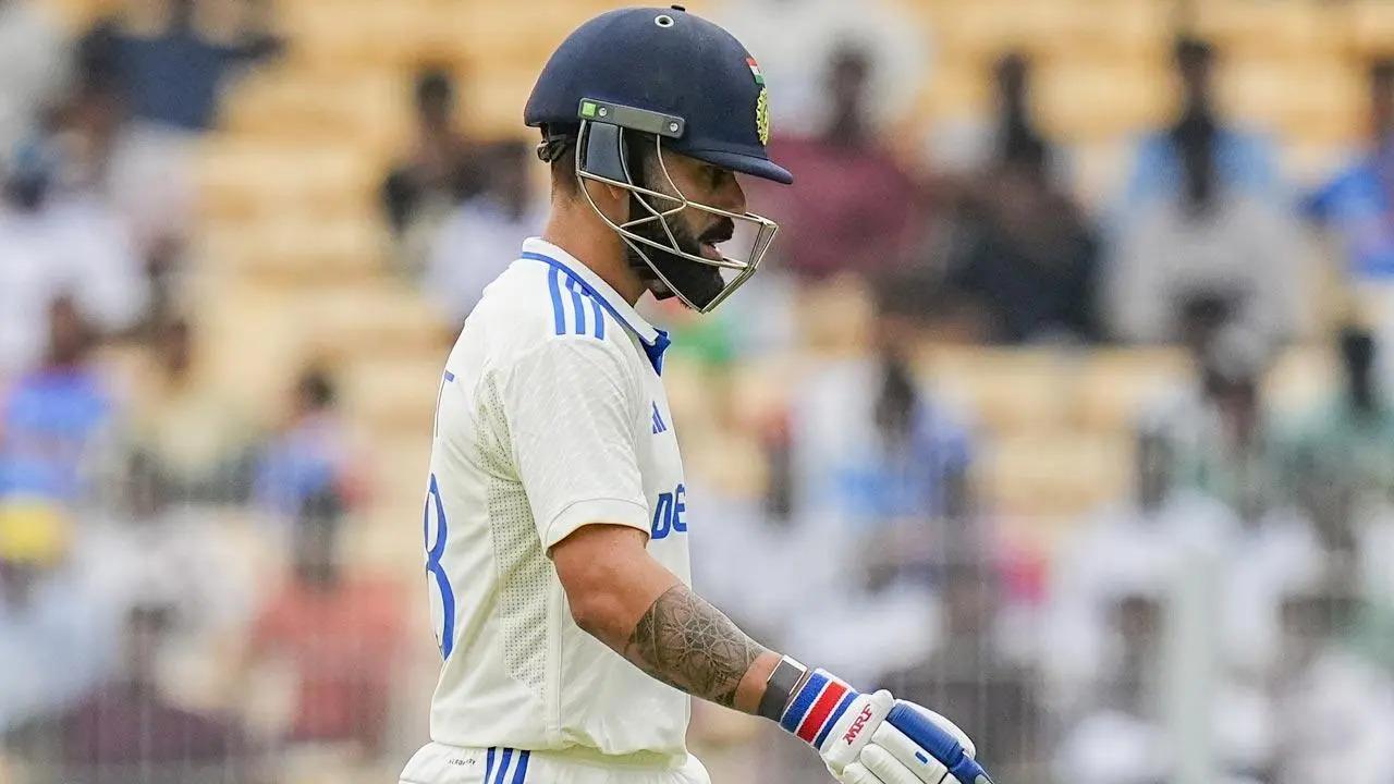 Team India stalwart Virat Kohli now holds the 12th spot on the list of ICC Men's Test batting rankings. In the first innings against Bangladesh, the veteran departed after scoring just six runs. Later, in the second innings, when he seemed to be in fine touch, Kohli became the victim of unlucky dismissal. His innings ended with a score of 17 runs