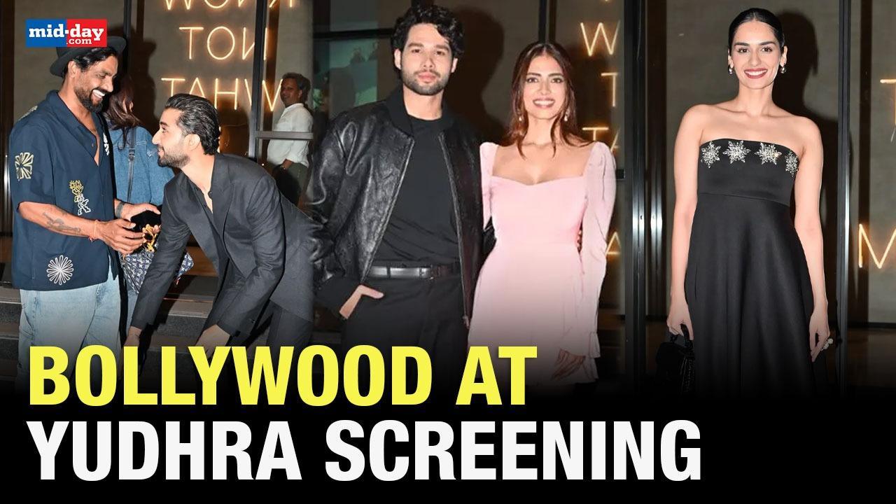 Siddhant Chaturvedi, Raghav Juyal, Malavika Mohanan at Yudhra screening