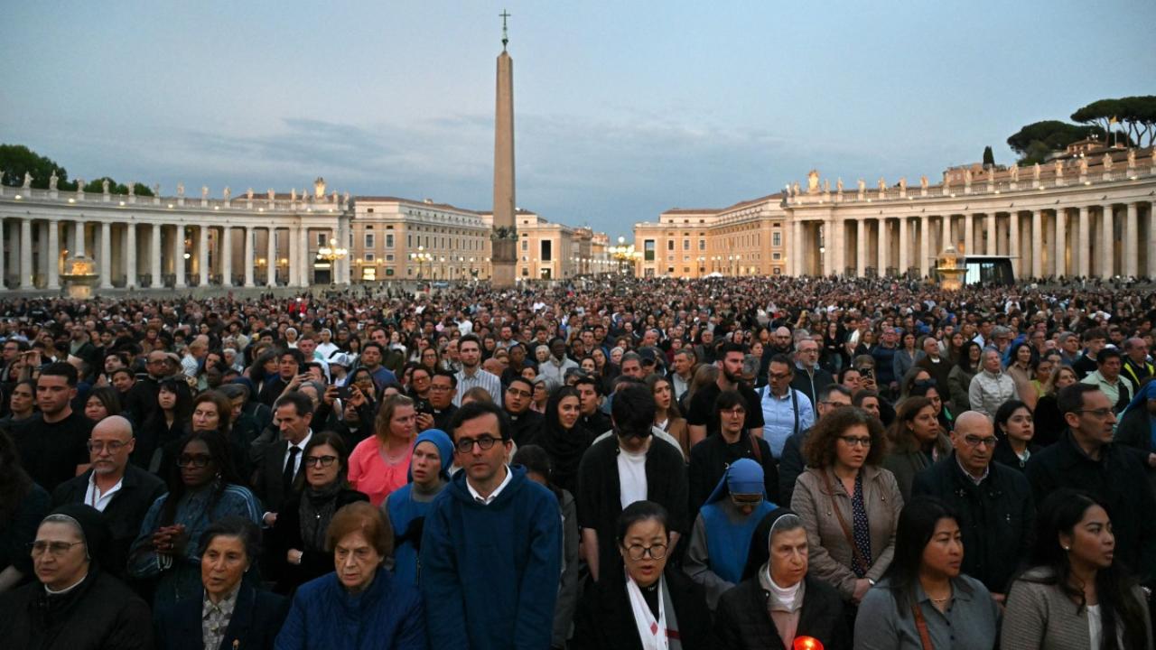 Devotees attended a rosary in homage to Pope Francis, following his death, in Saint Peter's Square in the Vatican