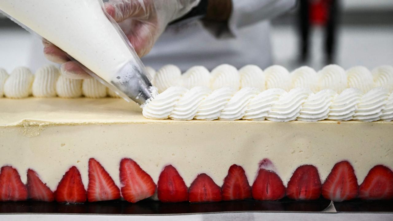 Residents of Argenteuil who went to see the calorie packed record-breaker on Wednesday, April 23, were given a piece to take away