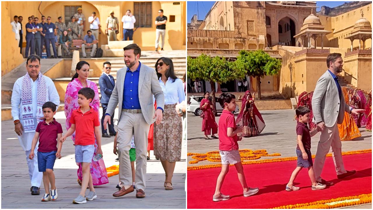 The Vance family visited the UNESCO World Heritage Site Amber Fort in Jaipur on Tuesday, April 22. According to PTI, they received a red-carpet welcome and enjoyed a cultural performance featuring folk dances, including Kacchi Ghodi, Ghoomar and Kalbeliya, offering a glimpse into the vibrant culture of Rajasthan
