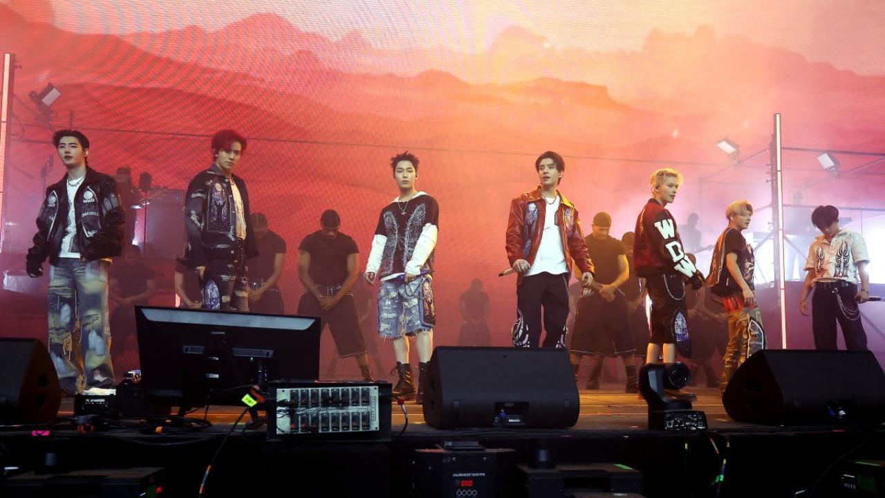 Sunghoon, Heeseung, Sunoo, Jake, Ni-ki, Jungwon and Jay of boy band ENHYPEN performed at Sahara Tent on April 19