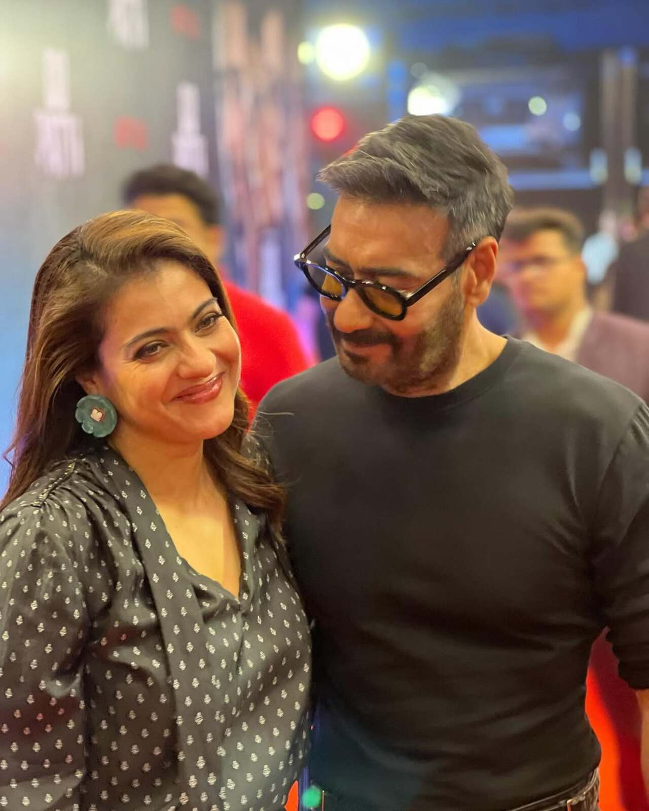 The first one has to be this beautiful picture featuring Ajay Devgn lovingly looking at his wife, Kajol. This snap was shared by Kajol to wish her hubby
