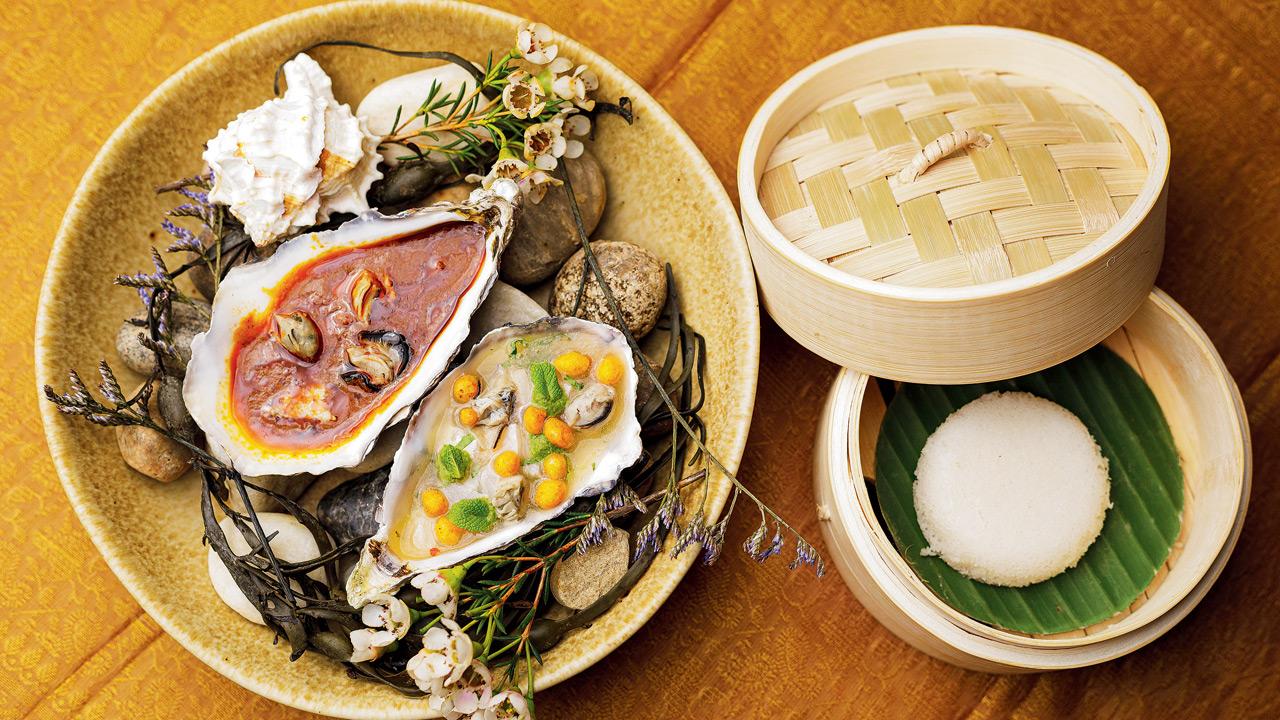 Benares oysters; warm doda barfi treacle tart. Pic Courtesy/Benares