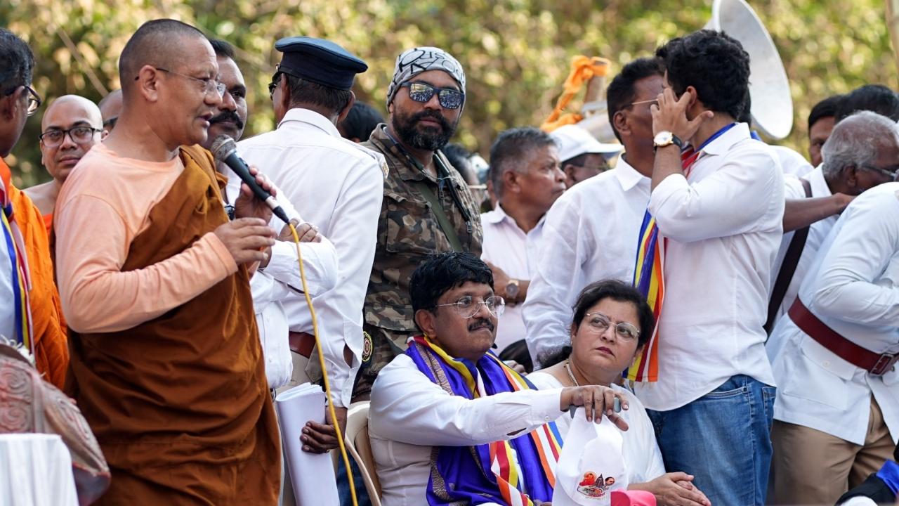 The protesters highlighted their concerns regarding the Bodh Gaya Act and called for its repeal