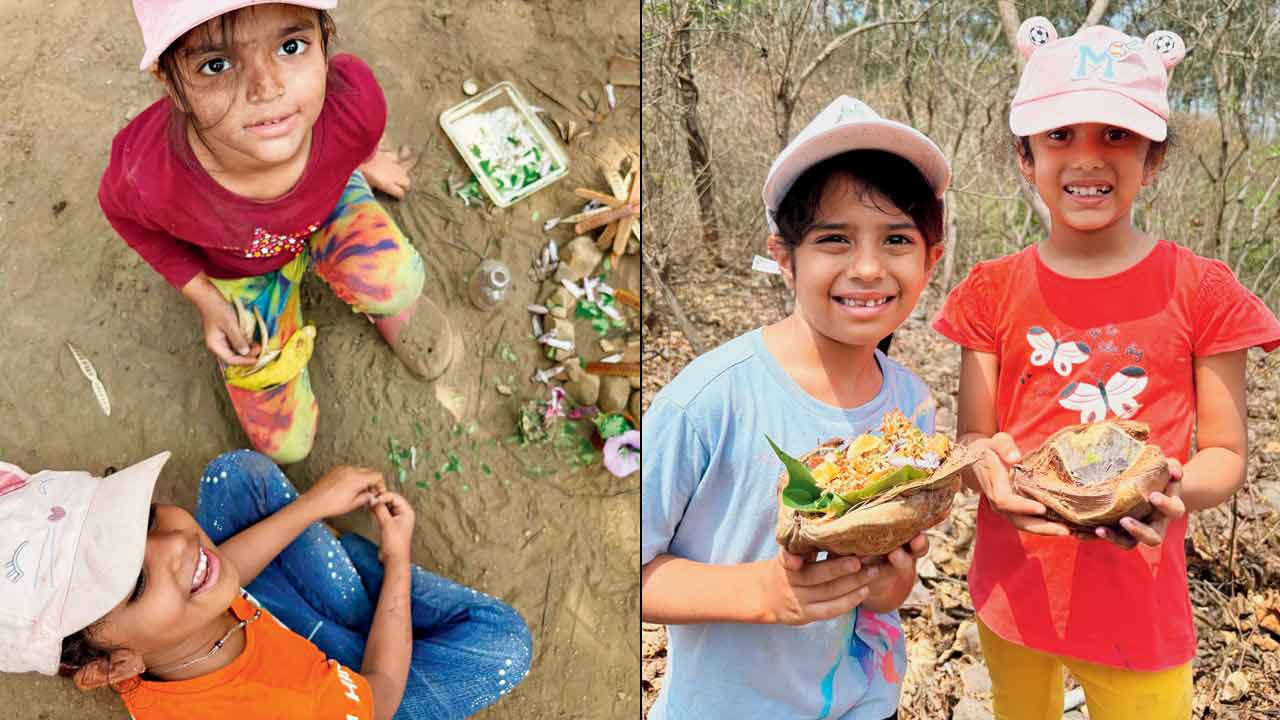 Children work with seeds and twigs on  a treasure hunt. Pics courtesy/Seeds of Banyan