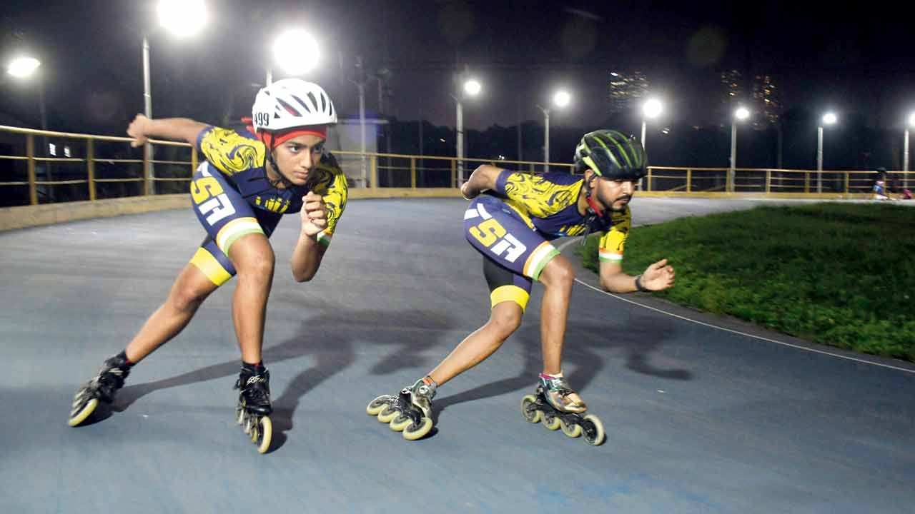Skaters at Somaiya Sports Academy, Sion. PIC/ASHISH RAJE
