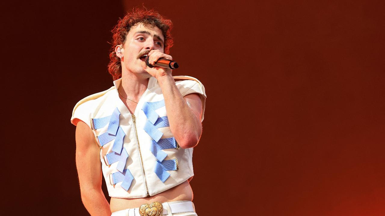 US singer songwriter Benson Boone, known for his songs 'In The Stars' and 'Beautiful Things', performs during the 2025 Coachella Valley Music and Arts Festival at Empire Polo Club on April 11