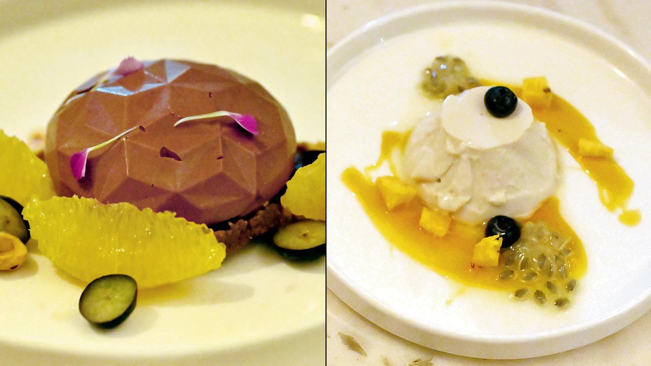 Chocolate orange mousse and Coconut panna cotta