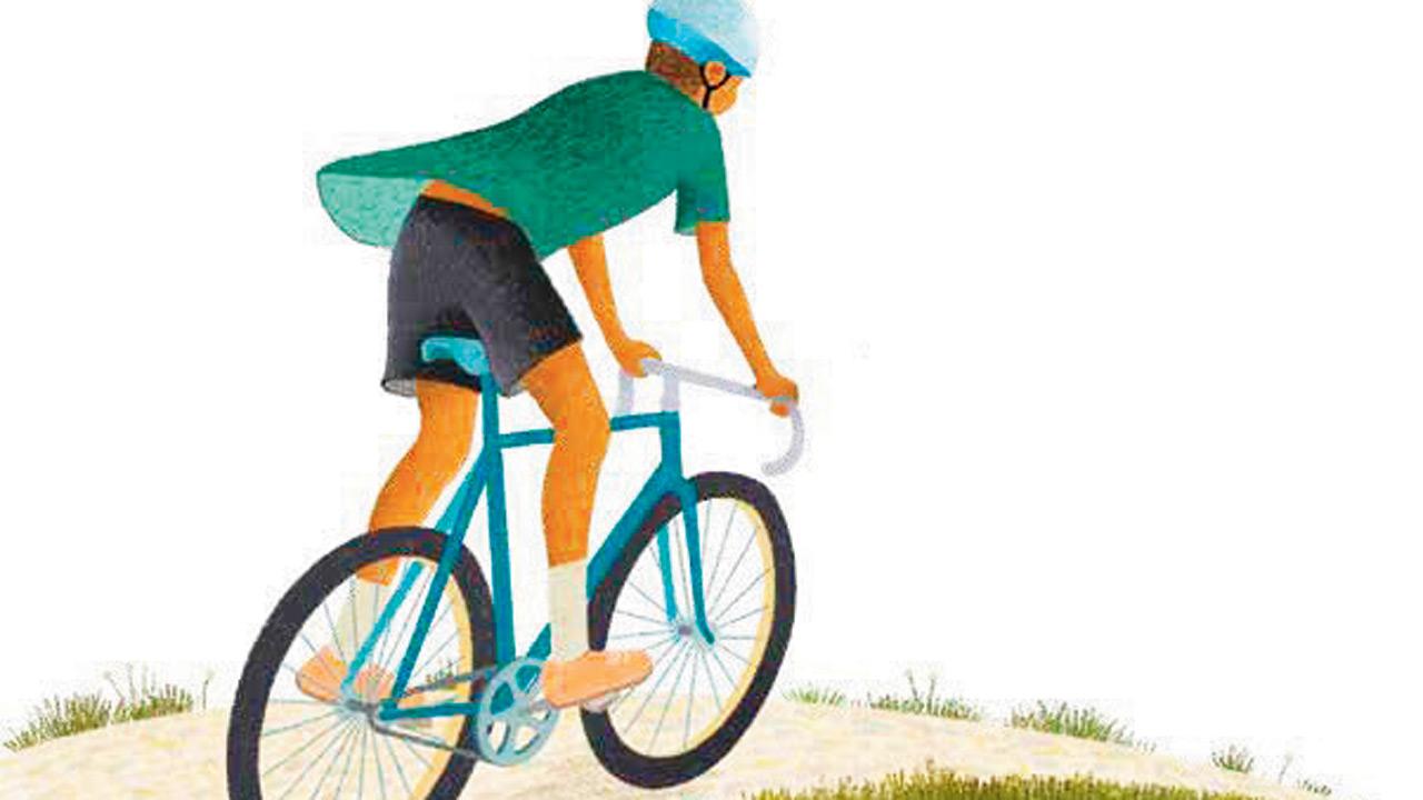 Illustrated  panel of a cyclist