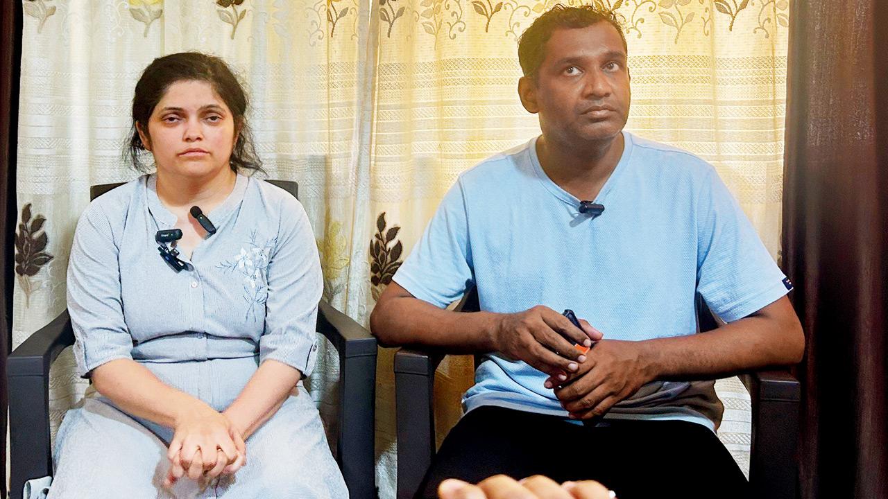 Rajashree and Rahul Akul, relatives of Atul Mone, at their residence