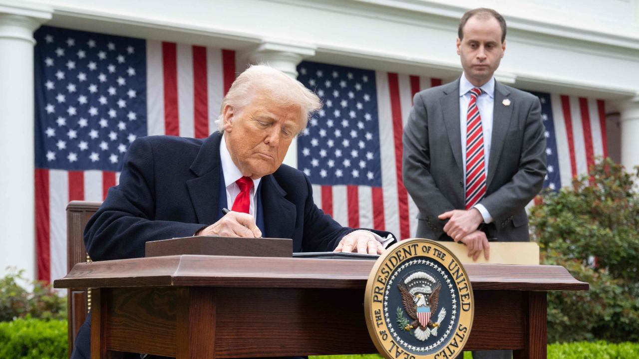 Reading out from the chart, Trump said the Chinese levy on US imports added up to 67 per cent, 