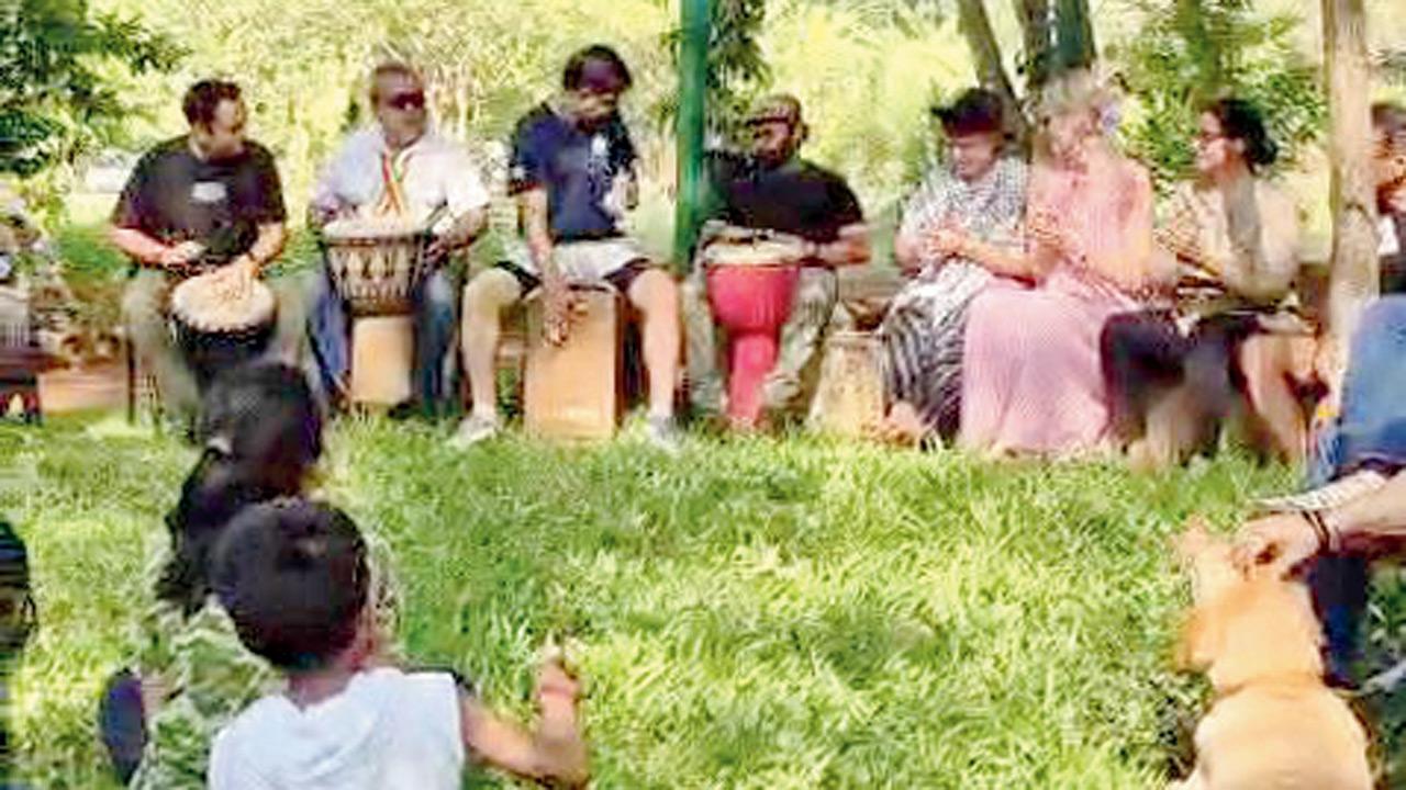 A moment from the drum circle  session. PIC COURTESY/AGRO SOCIETY