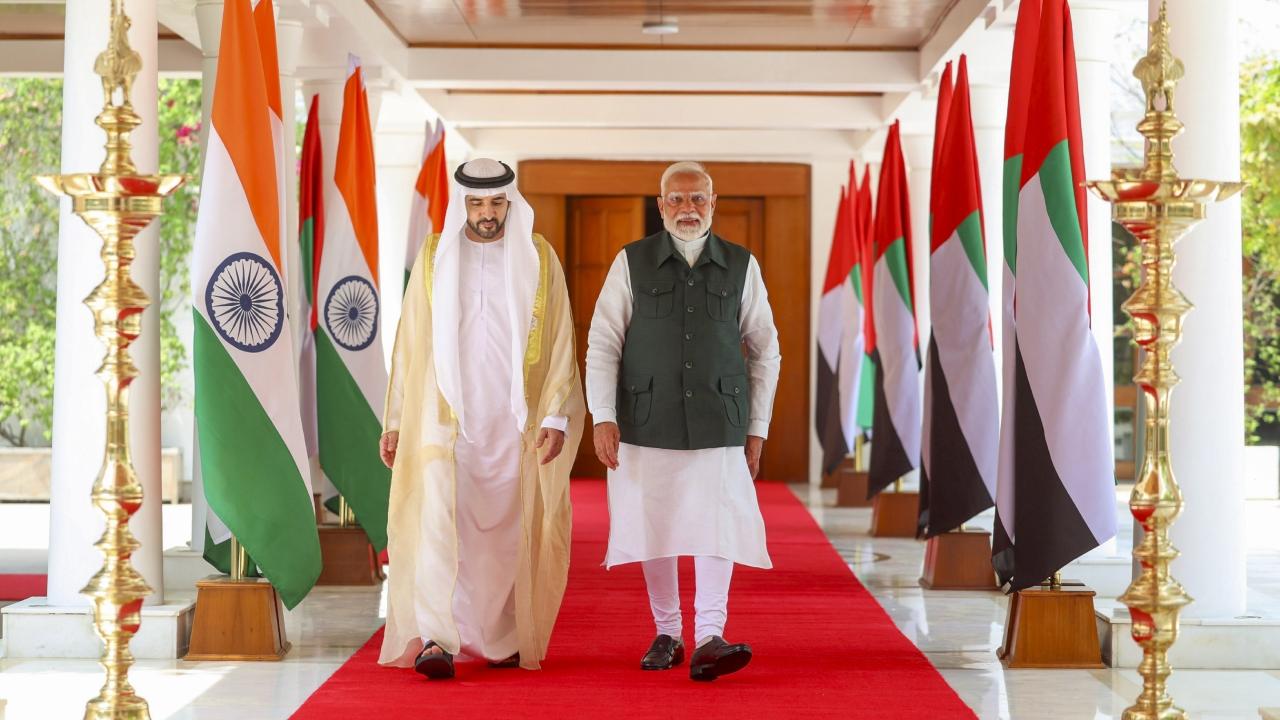 In his meeting with Modi, the Dubai Crown Prince presented the prime minister a replica of his grandfather Sheikh Rashid's bisht (traditional embroidered cloak worn over the Qandura by Arab men) symbolising the historic and generational political friendship between the two countries