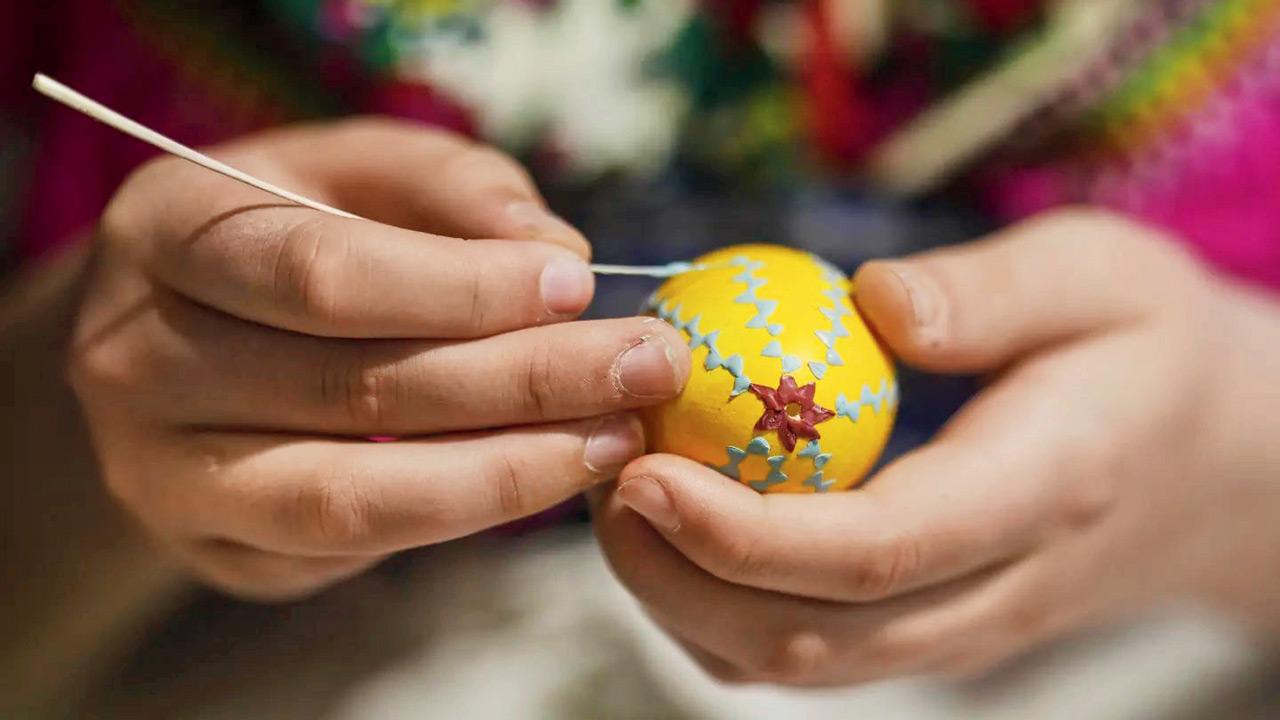 An egg being decorated