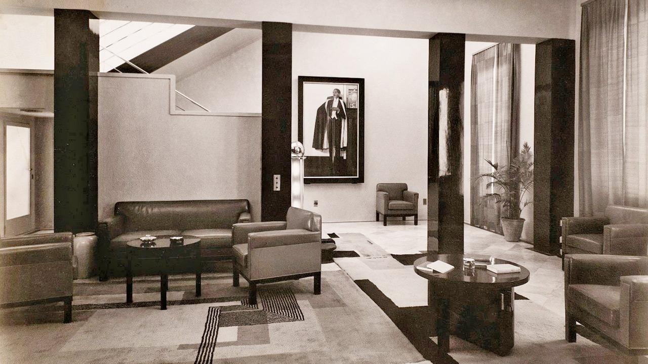 Eckart Muthesius Entrance Hall at Manik Bagh Palace C 1933, vintage gelatin silver print. Pic Courtesy/Taimur Hassan Collection