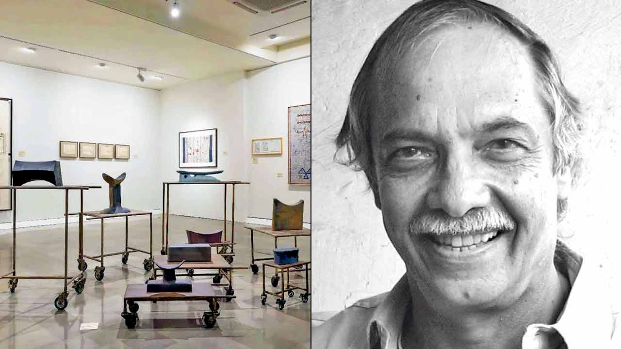 Exhibits at the museum; (right) Gieve Patel (Photos Courtesy: JNAFMumbai; Wikimedia Commons)
Tribute to a legend
Acclaimed author and art curator, Ranjit Hoskote is conducting a special walkthrough of the ongoing exhibition, A Show of Hands In Memoriam: Gieve Patel. 
TIME 11.30 am AT JNAF Gallery, CSMVS, Fort. ENTRY Rs 150 onwards (Museum entry fees apply)