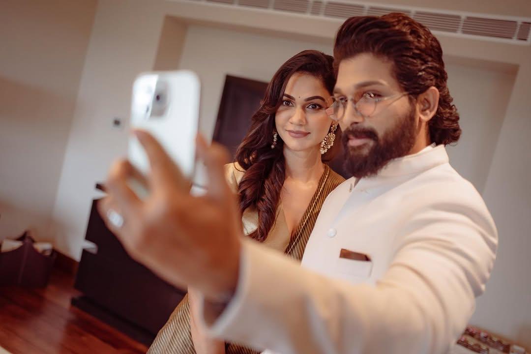 It’s all about that one persona at the end of the day. This picture is from the day he won the National Award. This snap has him smiling as he poses for a selfie with his wife, Sneha