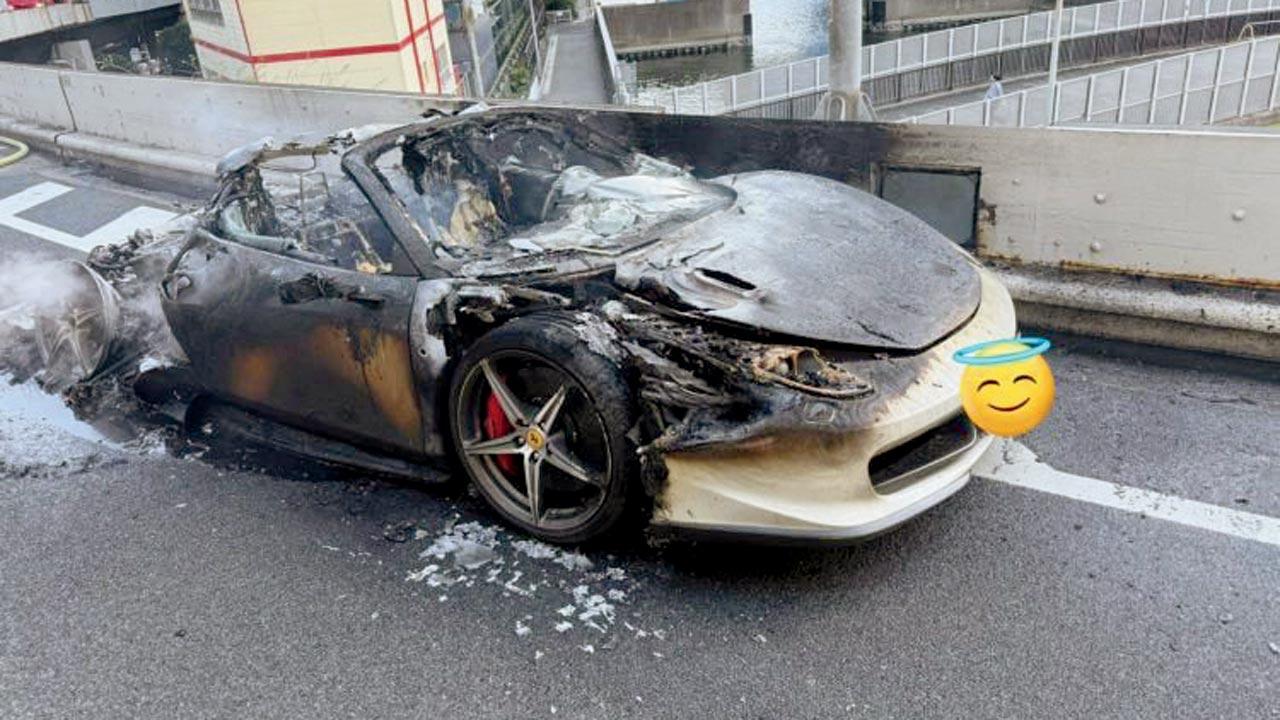 Just moments into the drive, Honkon noticed white smoke rising, initially thinking it came from a nearby car