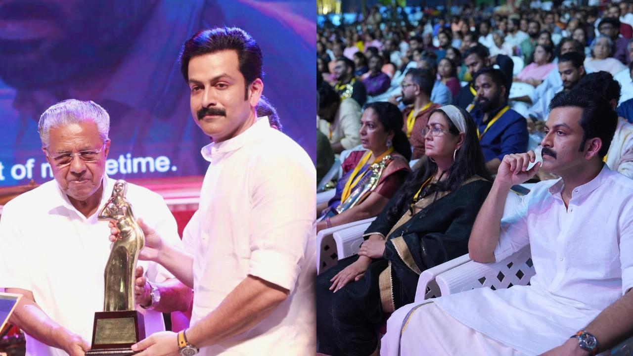 Prithviraj Sukumaran receives Kerala State Award for Best Actor from CM