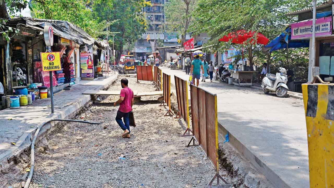 One side of the road under construction near Guru Nanak College, Raoli Camp, GTB Nagar, on April 6