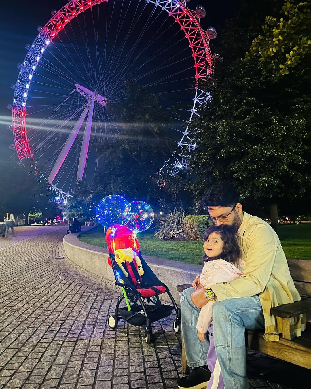 This picture captures a candid moment of Kapil planting a kiss on Anayra’s forehead