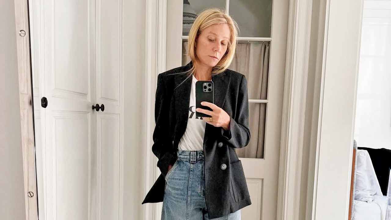 Gwyneth Paltrow pulls off a casual look with a blazer. Pic Courtesy/Gwyneth Paltrow on Instagram