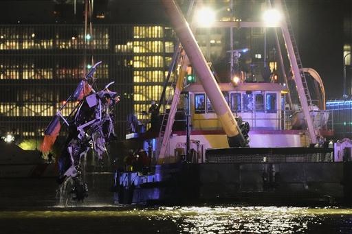 The Bell 206 chopper plunged into the river less than 18 minutes after take-off from a downtown Manhattan heliport. Video footage captured the aircraft spinning uncontrollably with smoke before crashing upside-down near Jersey City.