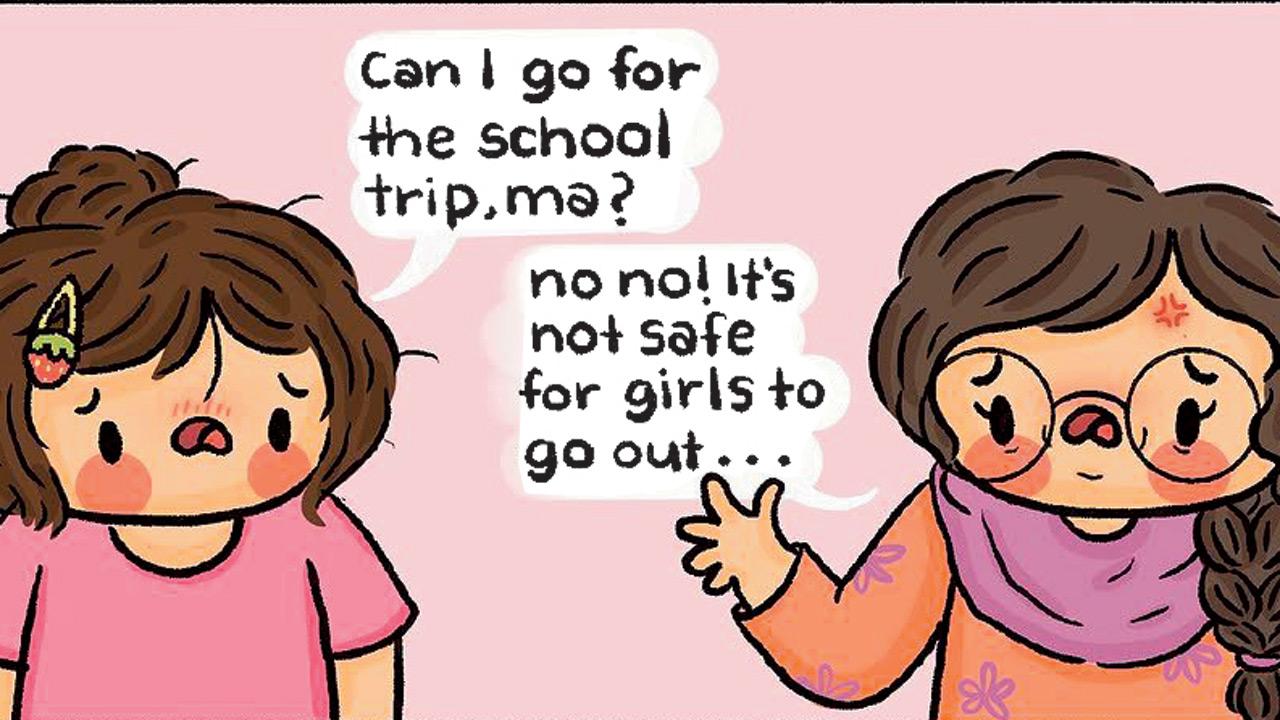 A panel from Happy Fluff by Akshara Ashok. Pic courtesy/Happyfluff Comics on Instagram