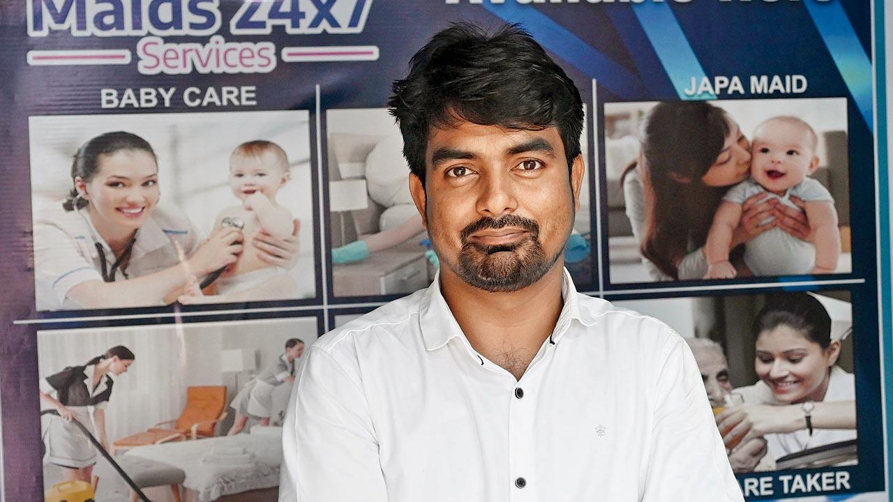 Faiz ud-Din Hussain, the owner of Maids 24X7 Agency at his office. Pics/Satej Shinde