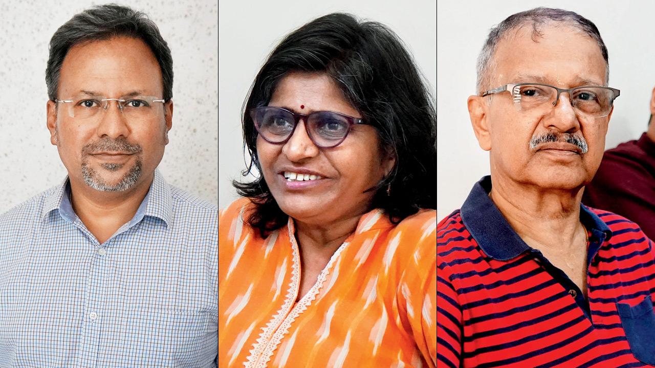 (From left) Sachin Joshi, who highlighted the need to preserve the natural balance, Vijaya Menon, who was in favour of developing a mini forest or hospital on the land, Jagdish Baliga, member, Ratnashree Co-operative Housing Society