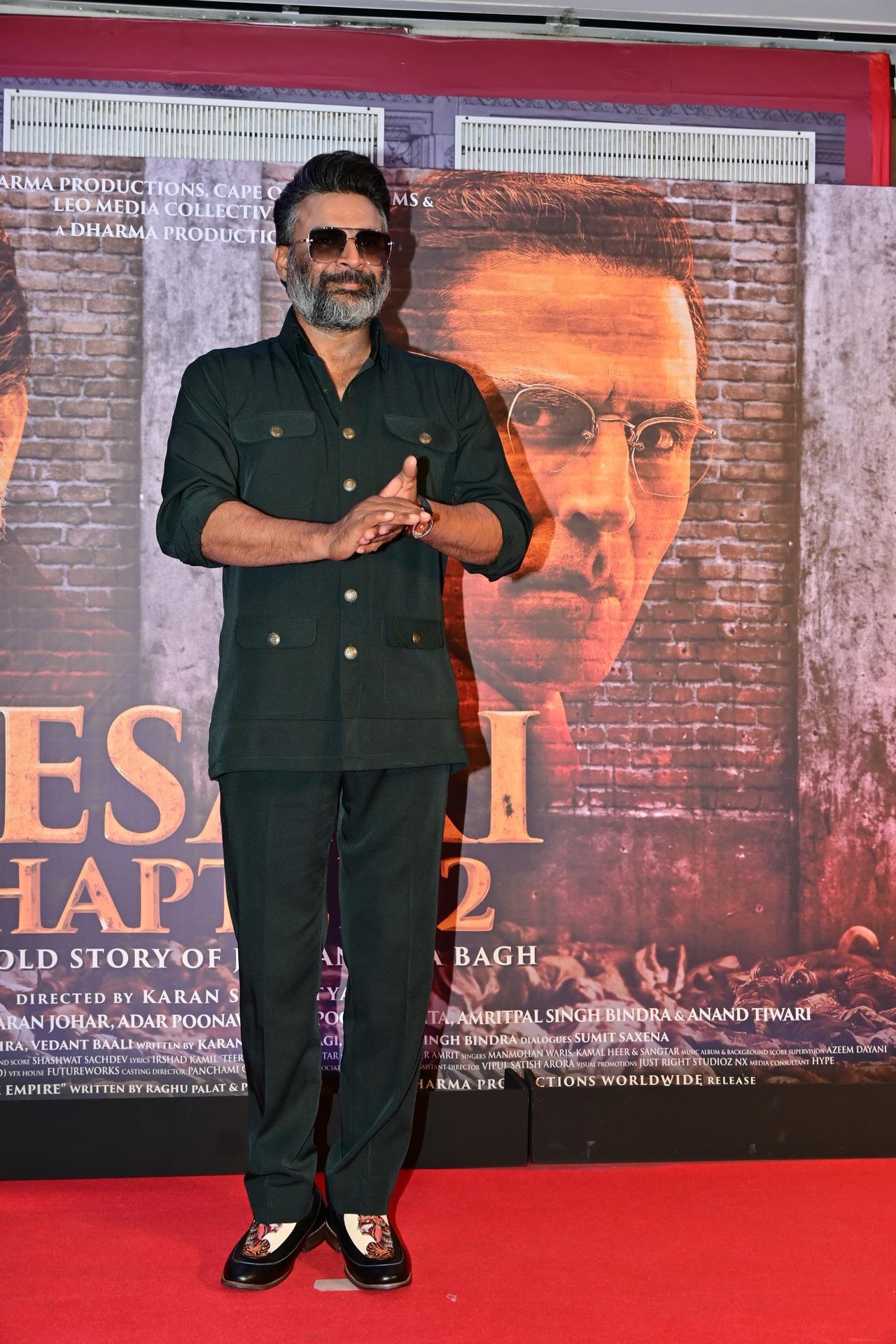 R. Madhavan looked happy at the screening of his upcoming movie