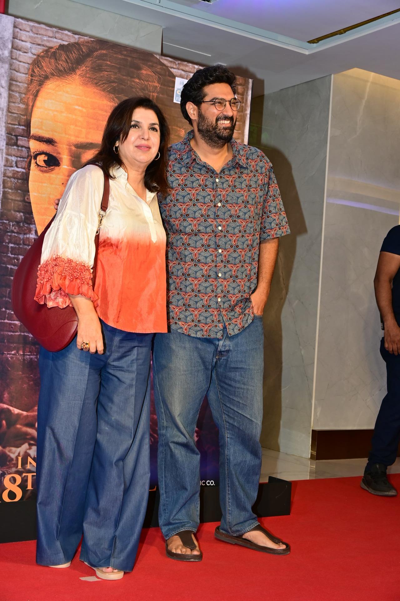 Farah Khan was smiling brightly as she attended the screening of her upcoming film