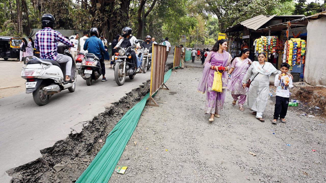 Madh-Marve road dug up for concreting work on April 1, 2025. File Pics/Ashish Raje