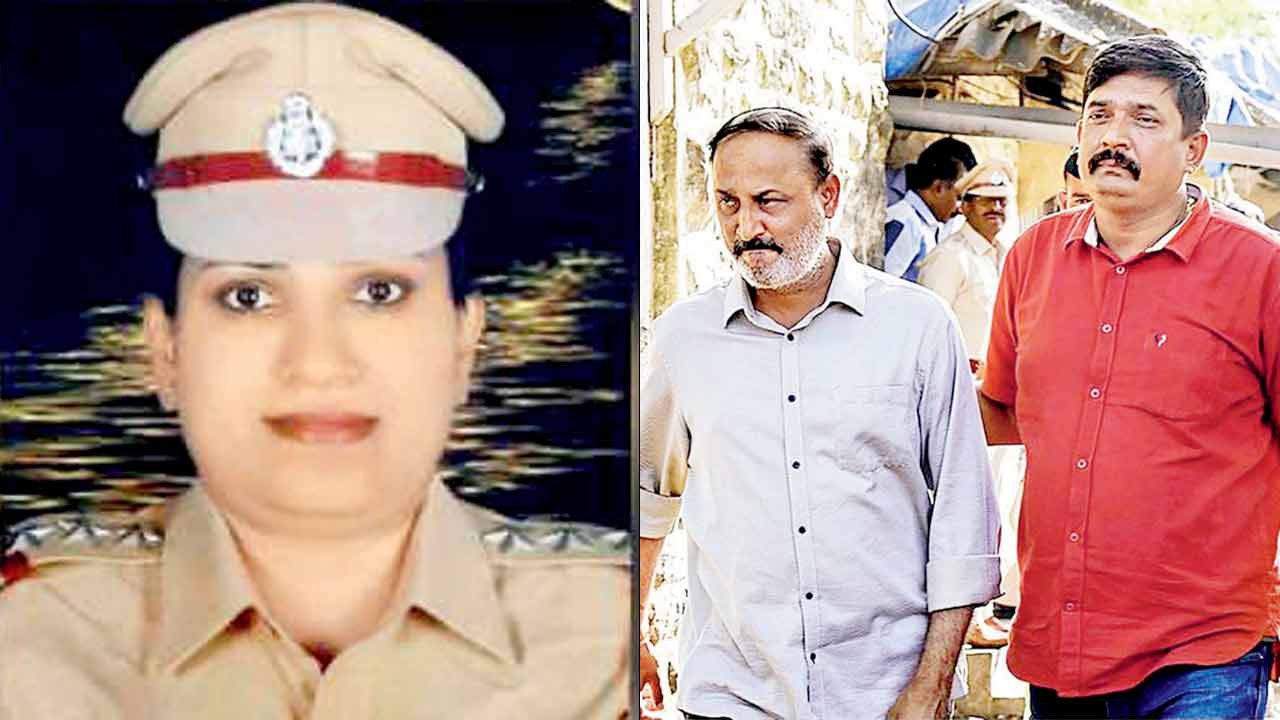 Assistant Police Inspector Ashwini Bidre, who was murdered by Abhay Tukaram Kurundkar (right) Abhay Tukaram Kurundkar, the prime accused (left) in police custody. Pic/By special Arrangement