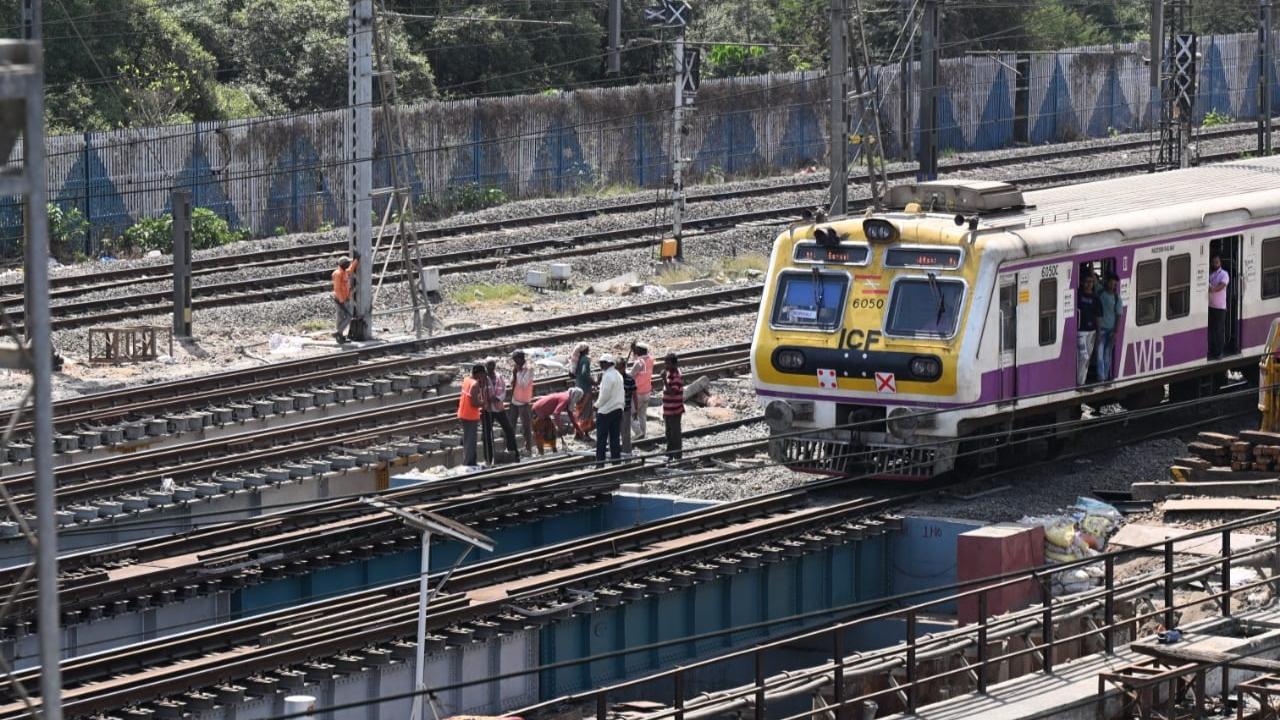 On 12th/13th April, the block will be undertaken from 23:30 hrs to 09:00 hrs on UP & Down slow and Down fast lines and from 23:30 hrs to 08:00 hrs on UP fast line