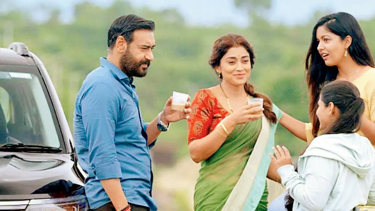 The Hindi version of Drishyam stars (from left) Ajay Devgn,  Shriya Saran, Ishita Dutta and Mrunal Jadhav. Pics/Instagram